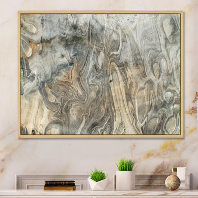 Encre flottante sur toile, art liquide, vagues de gris X