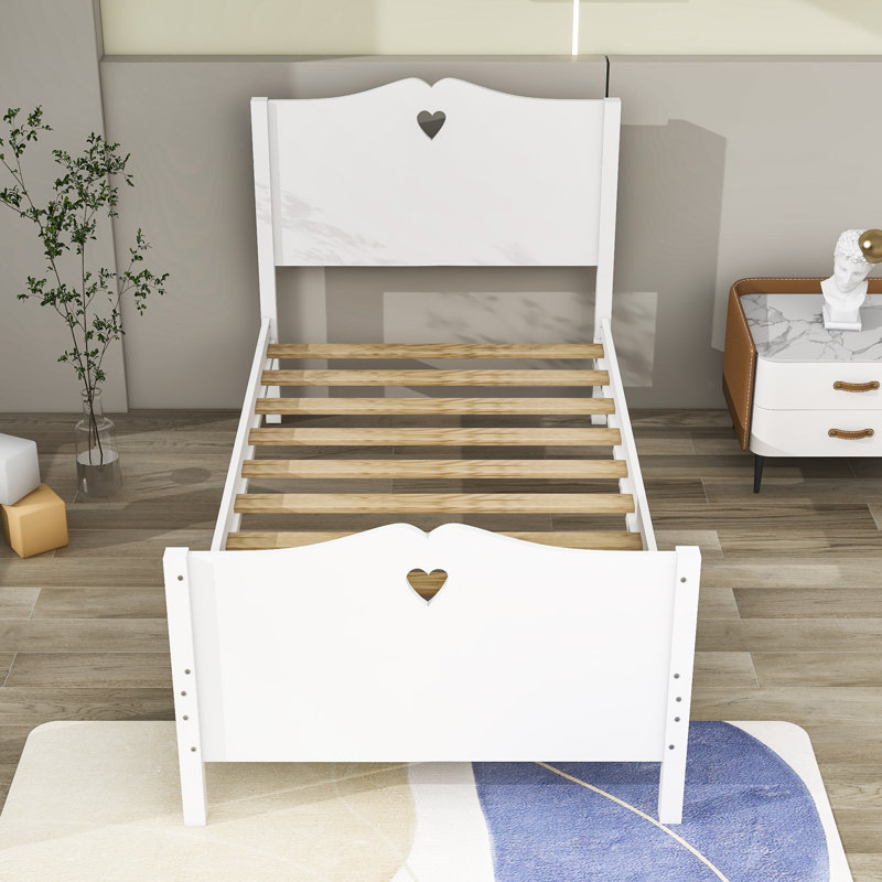 Gralyn Twin Size Platform Bed with Headboard and Footboard, White