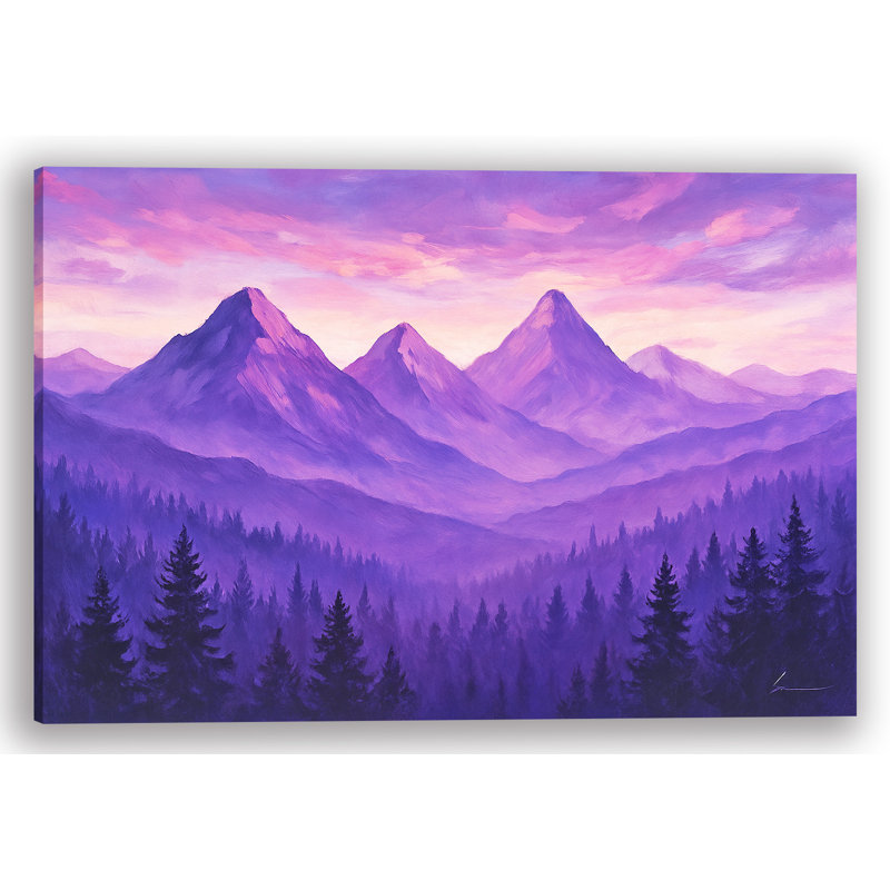 «Violet Peaks», toile tendue avec paysage de montagne