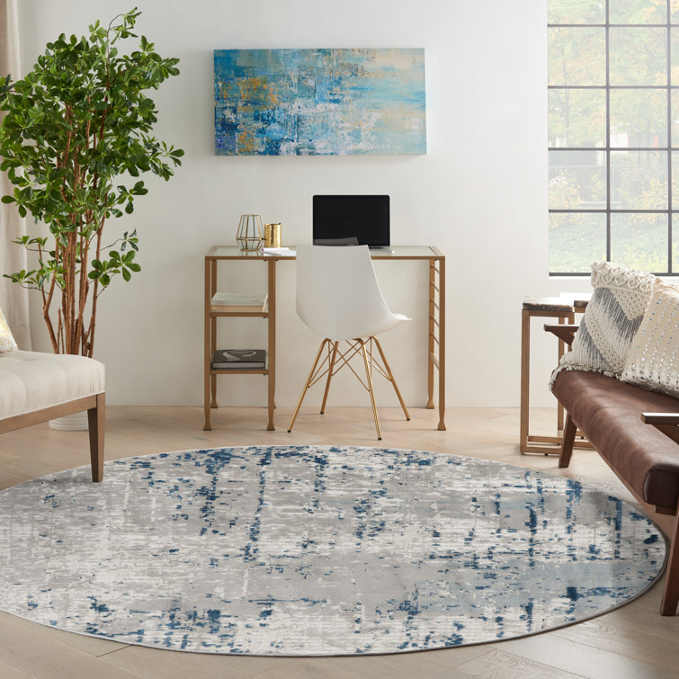 Alsup Abstract Modern Machine Woven Area Rug in Blue/Gray