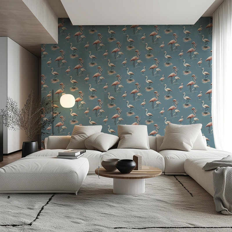 Flamingo - Wallpaper, Black, Peel & Stick