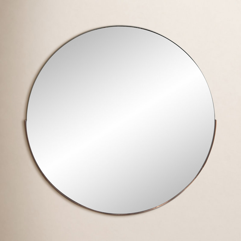 Ames Stainless Steel Round Mirror, Rose Gold