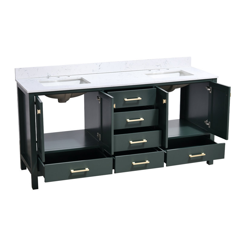 Meuble-lavabo 72 po avec double lavabo 72 po, Vert
