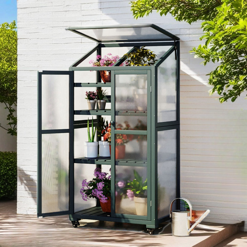 Outsunny Wooden Cold Frame Polycarbonate Greenhouse With Openable