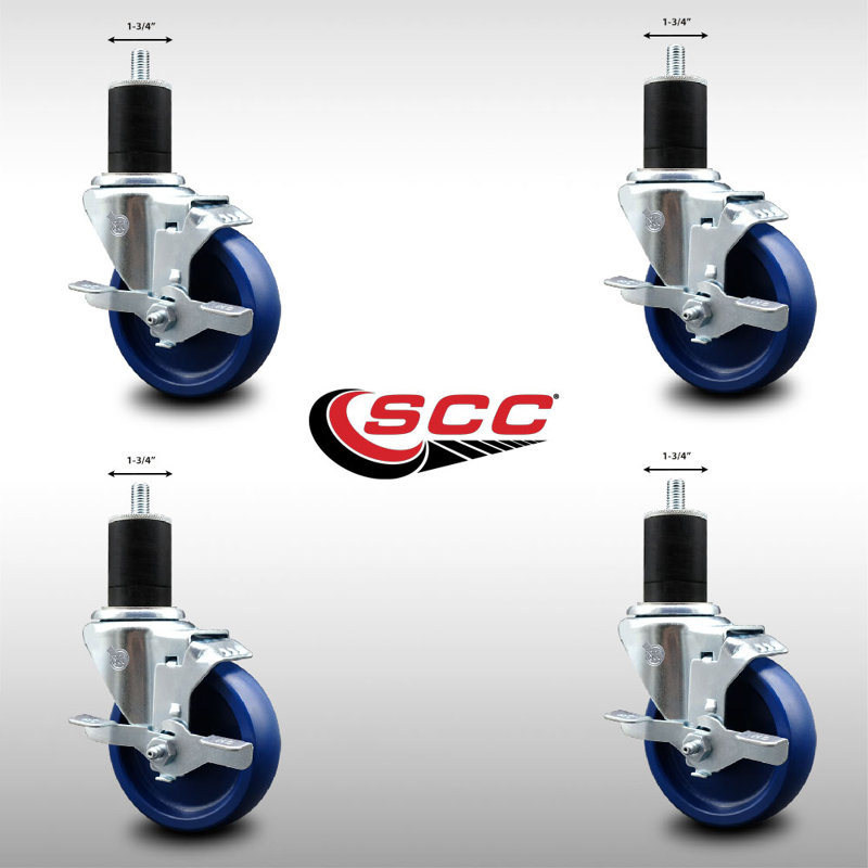 Ensemble de roulettes extensibles pivotantes en poly 4 po 4 po