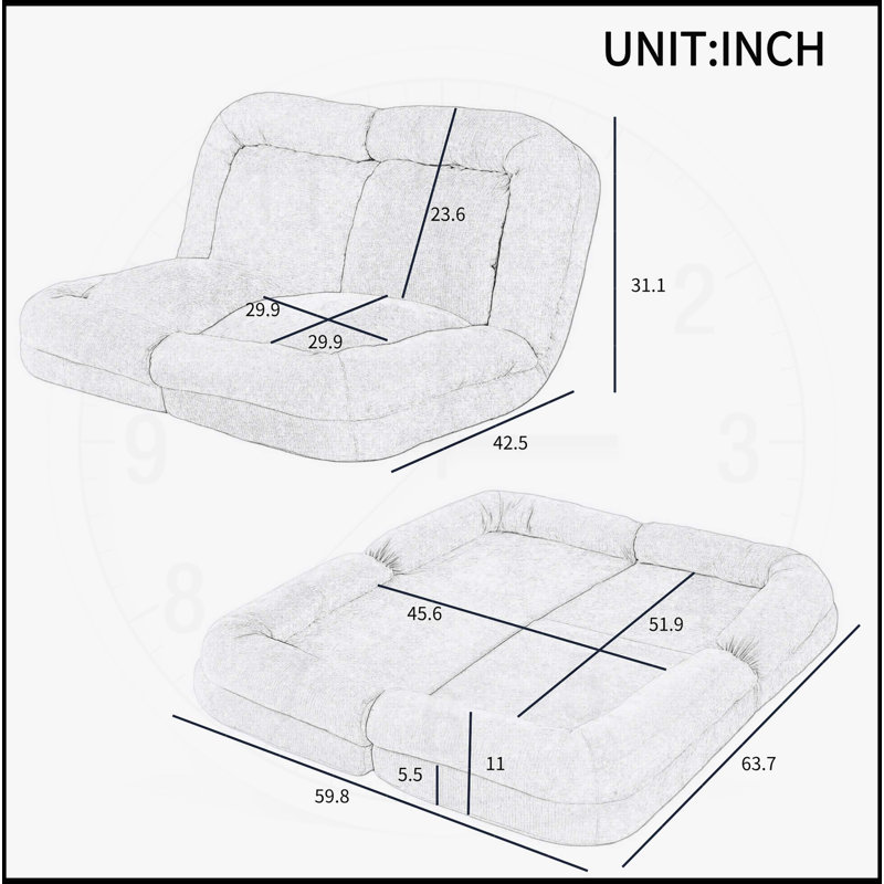Canapé-lit convertible double escamotable, Blanc
