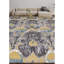 Wool Damask Area Rug in Dark Gray/Yellow