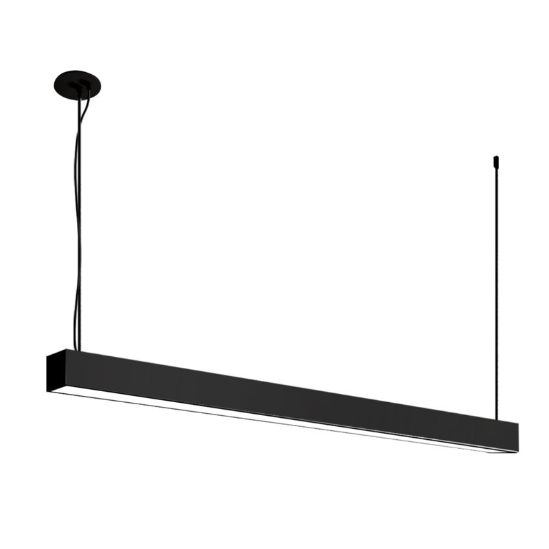 Luminaire suspendu à DEL F55, 3000K, montage prolongé, H 2,76 po x l 96,5 po x P 2,17 po, Noir