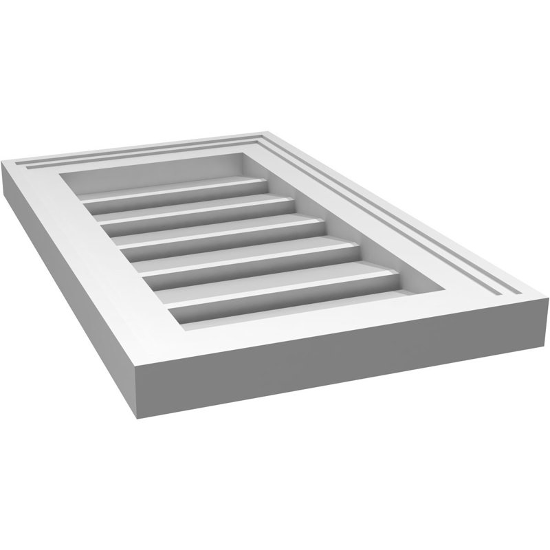 Évent à pignon fonctionnel en uréthane rectangulaire à fixation en surface, brun clair apprêté, H 20 po x l 12 po x P 1,5 po
