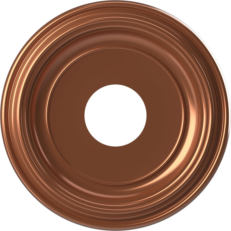 Traditional Traditional Thermoformed PVC Ceiling Medallion, 13" H x 13" W x 1.25" D, Bright Coat Copper