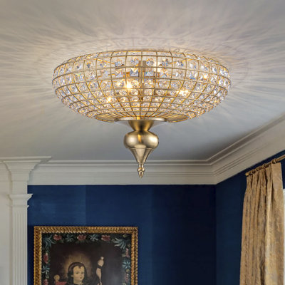 3-light French Vintage Crystal Flush Mount