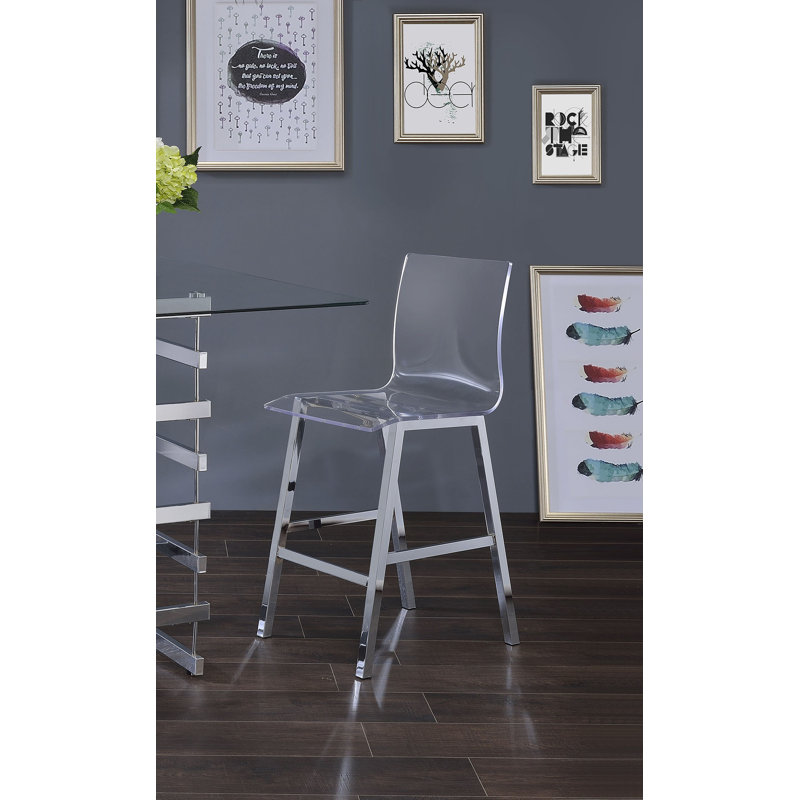 Ensemble de 2 chaises à hauteur de comptoir en acrylique transparent et chrome