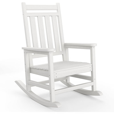 1 chaise Adirondack berçante en poly haut dossier pour l'extérieur, fabrication en Hdpe toutes saisons, capacité de 350 lb pour le patio, le porche, le jardin