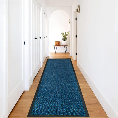 Hall Runner Mat Indoor - Heavy Duty Rubber, Floor and Kitchen Rugs - Non Slip, Washable Runner Dirt Trapper Super Absorbent Rug Barrier Mats (Blue, 90x300cm)