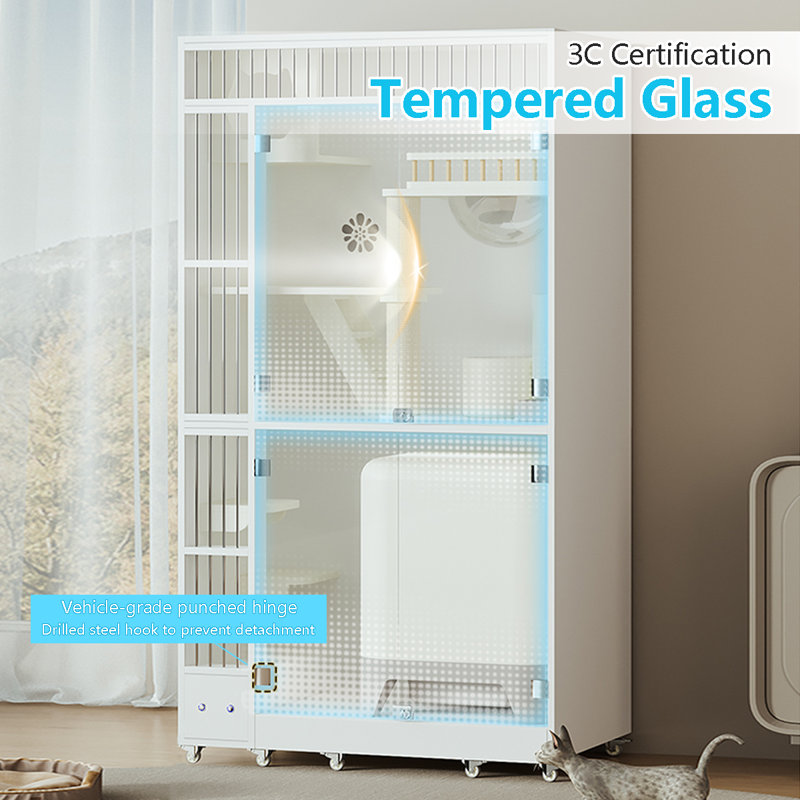 Extra-Large Cat House with Fresh Air System & Easy Litter Changing, Extra Large 72.83" H x 23.62" W x 39.37" D