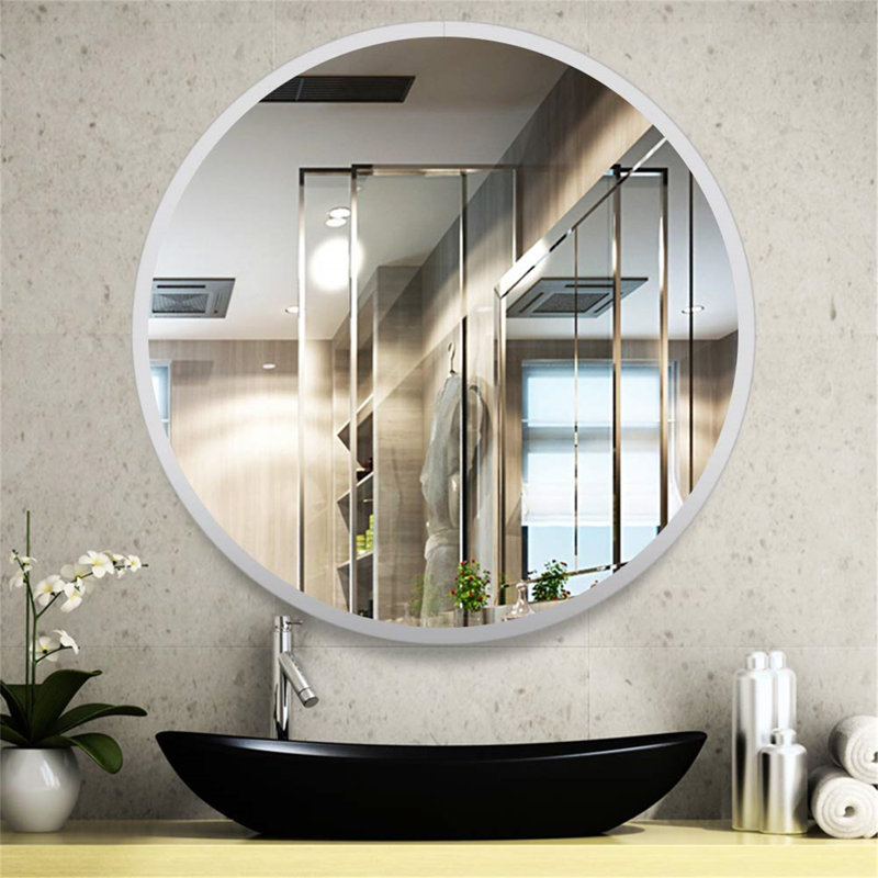 Beshoy Metal Mirror, White, 24" x 24"