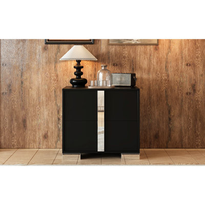 Table de chevet élégante, 2 tiroirs, couleur noire, pied en métal, matériau, dimensions classiques de 23,3 x 15,4 x 21,3 po, convient au décor de chambre à coucher