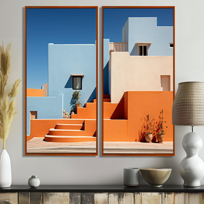 Paysage, architecture et vibrations I - art mural orange