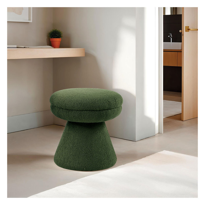 Tabouret d'appoint vert contemporain avec tissu en peluche - conception de forme champignon, Vert