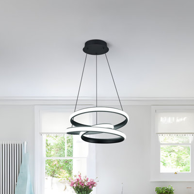 Modern LED Chandelier Adjustable Height Pendant Light Irregular Streamline Pendant Lighting for Hallway Bedroom  Kitchen Island Living Room