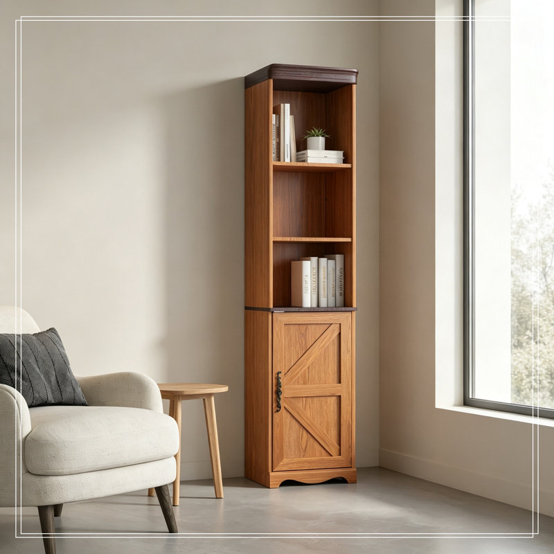 Armoire cubique autoportante avec 5 tablettes, Chêne foncé