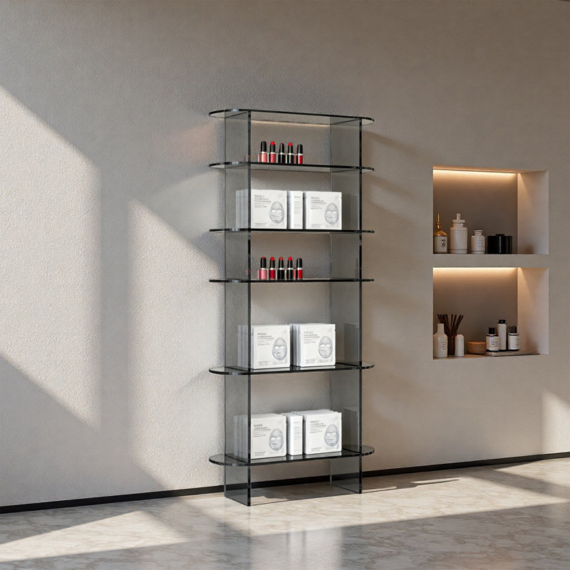 Modern Acrylic 5 Tier Display Shelf Rack, 55.12" H x 23.62" W x 9.84" D