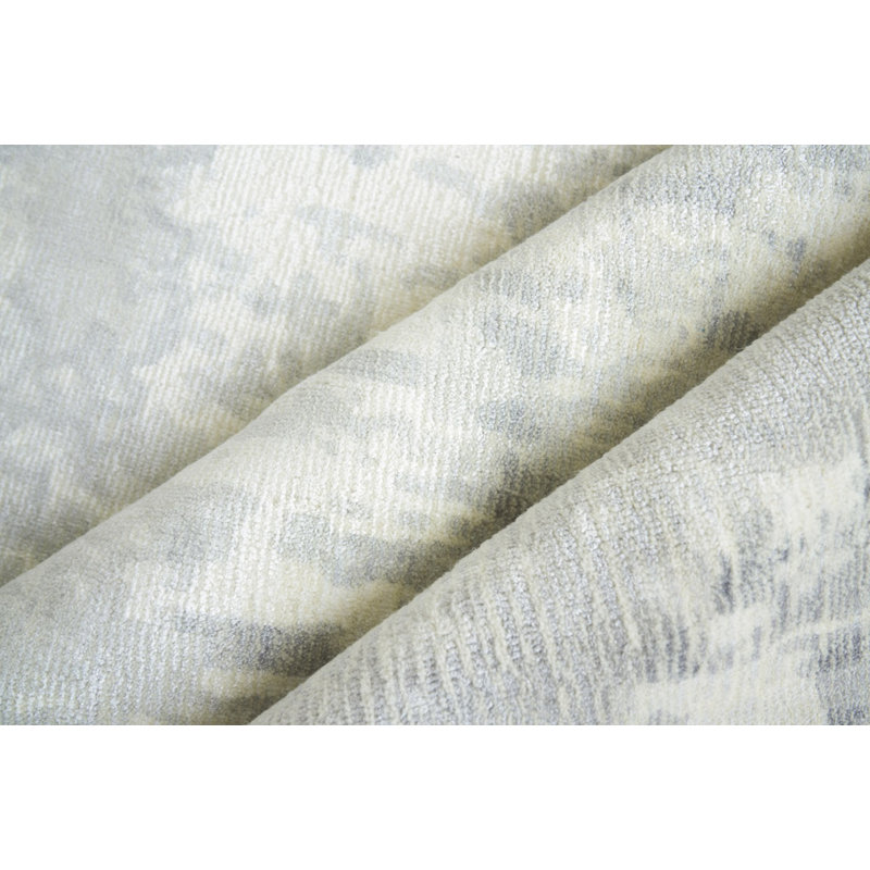Murano Hand Knotted Area Rug, Rectangle 12' x 15', Silver