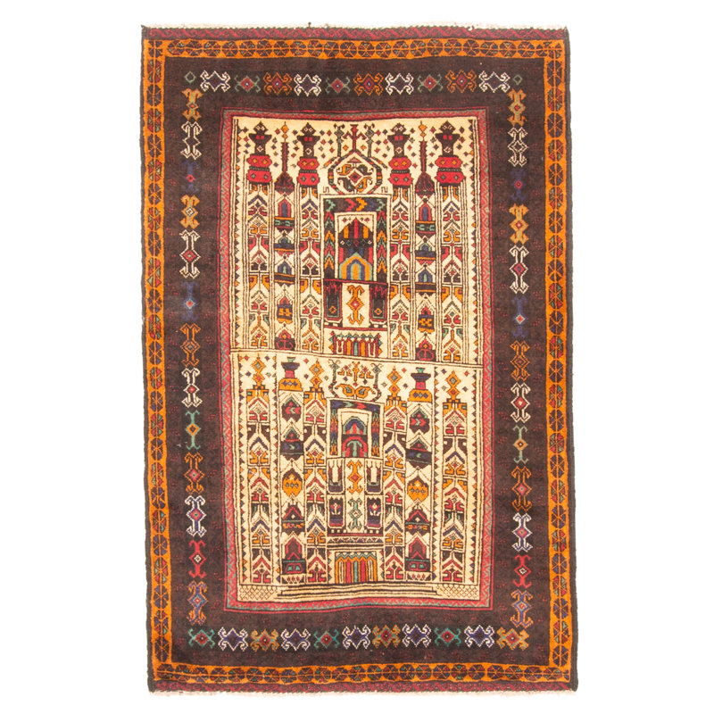 Teimani  Brown Rug 2'9" x 4'6"