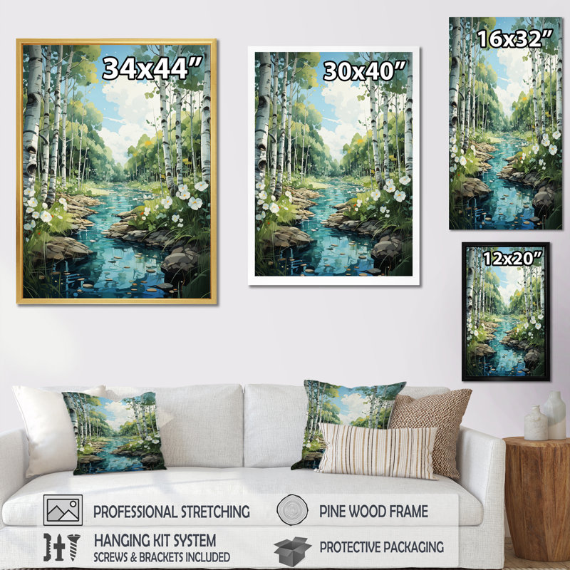Forêt enchantée de bouleaux Travison IV, Toile tendue, H 32 po x l 24 po x P 1 po