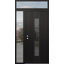 Porte d'entrée pré-suspendue en acier à panneau gauche avec panneau latéral et traverse-115811940-115811938-115811937