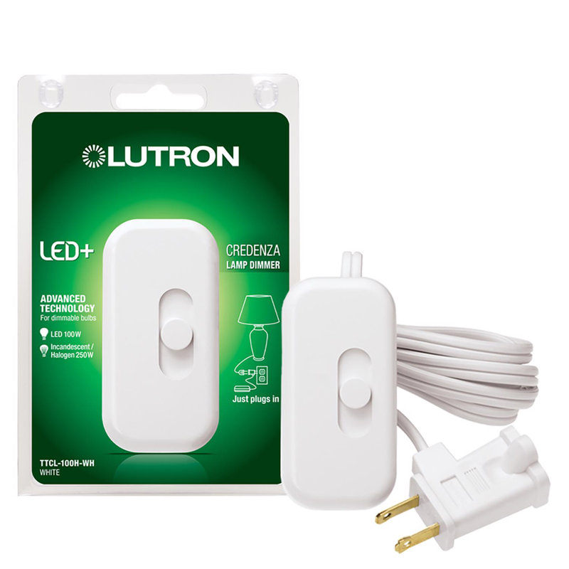 Lutron White Plug-In Single Pole Dimmer Slide Switch