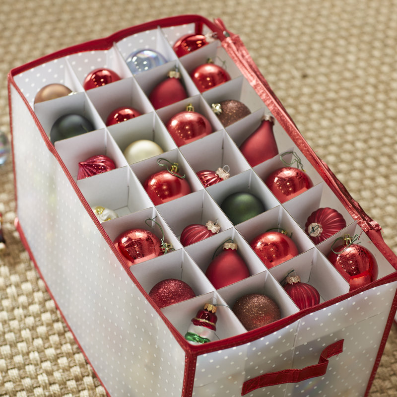 11.8" H x 20.67" W x 11.8" D Ornament Storage, Red
