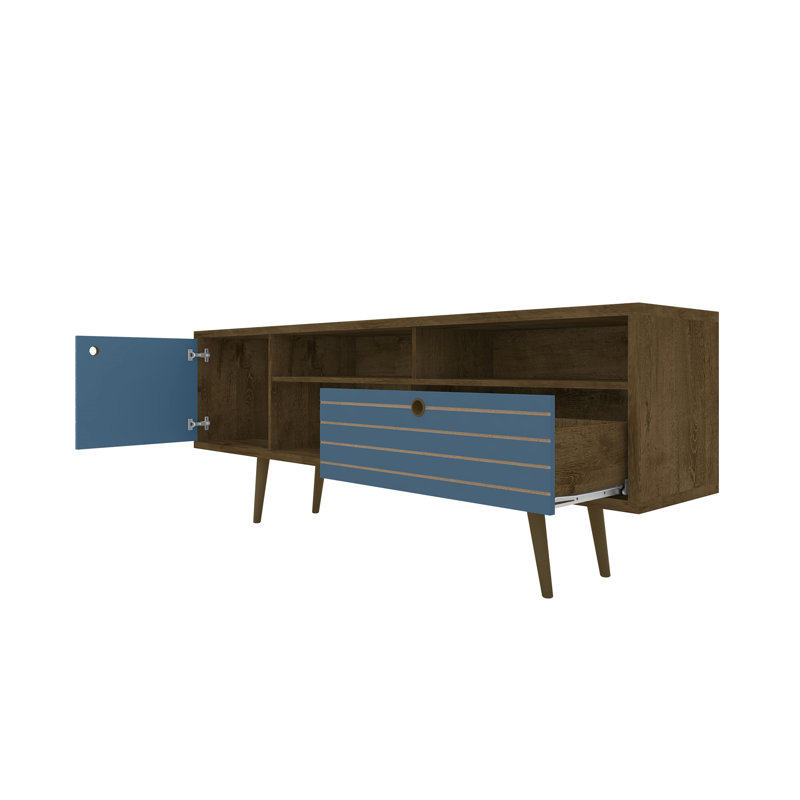 Darryl TV Stand, Rustic Brown/Aqua Blue