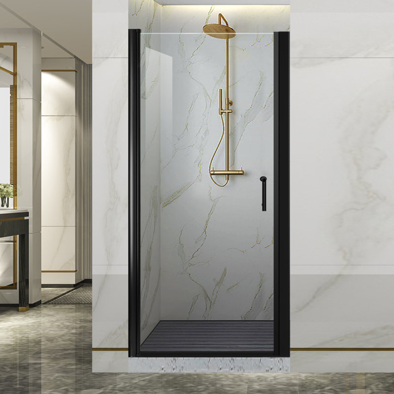 30-31.9 in. W x 72 in. H Pivot Swing Frameless Shower Door with Clear SGCC Tempered Glass, Matte Black