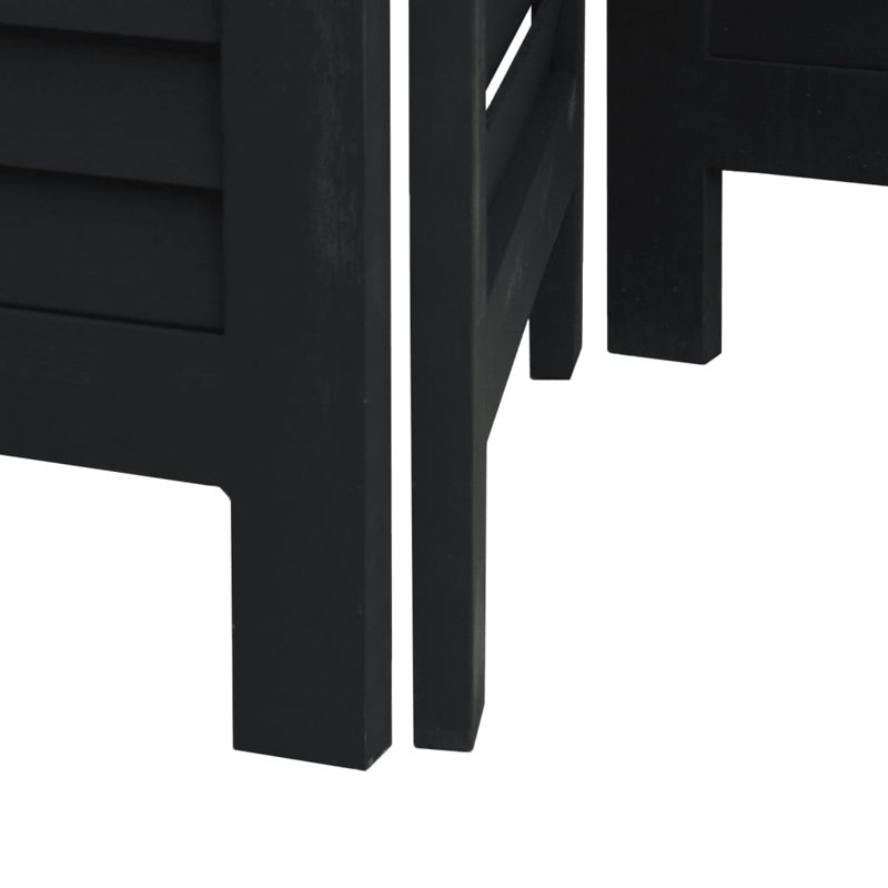 Paravent en bois massif 4 panneaux Paulownia, H 70,9 po x l 57,1 po x P 0,63 po, Noir, noir, noir, noir