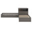 Lit plateforme en L (taille simple) - armoires de rangement, bureau, lit gigogne + éclairage à DEL-1053269608