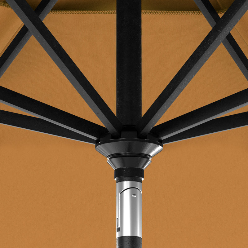 Parasol de patio noir en pierre 11 pieds avec manivelle en aluminium nervuré Sunbrella toscan, Orange