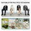 Été - Ensemble de 4 chaises à blocs de couleur modernes à rayures - Siège en PP imperméable et pieds en métal robustes (blanc et vert) avec table longue moderne blanche de 55 pouces - intérieur / extérieur - dessus de table en PP avec pieds en métal