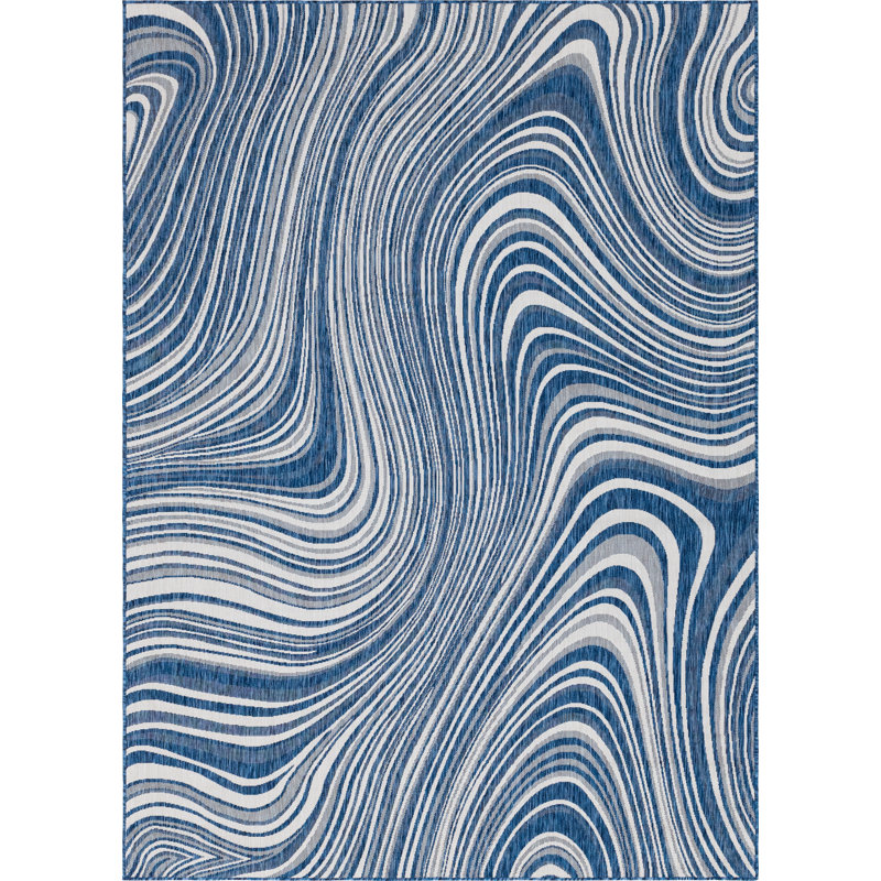 Tapis bleu marine Gab Gabab, Rectangle 8 pi x 11 pi 4 po