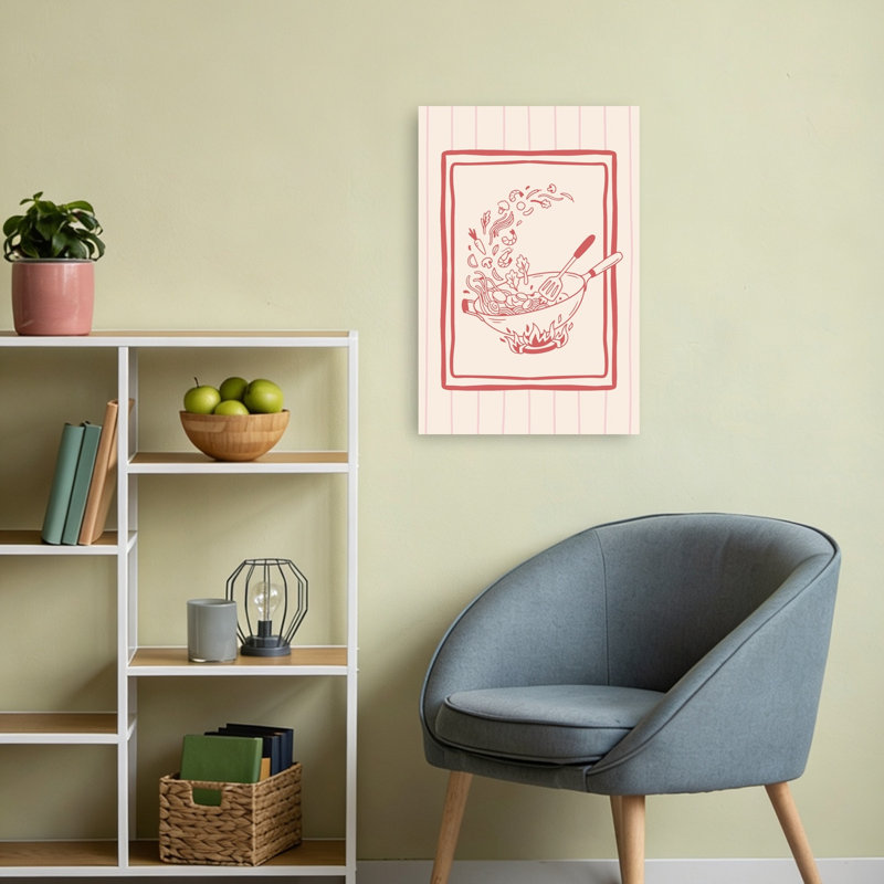 «Dynamic Wok Kitchen», impression murale contemporaine rustique, H 24 po x l 16 po