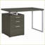 Bureau moderne réversible à 3 tiroirs avec classeur gris patiné | Bois d'ingénierie | Pieds en métal