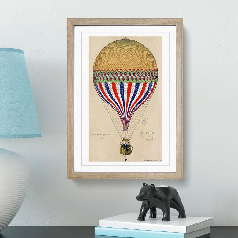 Hot Air Balloon in France - Framed Print, 87cm H x 62cm W x 2cm D, Oak Framed