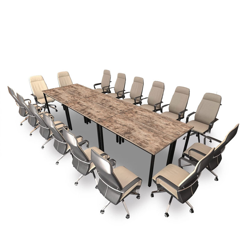Sharlen 165.3''Wide 12FT Modular Rectangular Conference Table, Modern Seminar Table, Brown