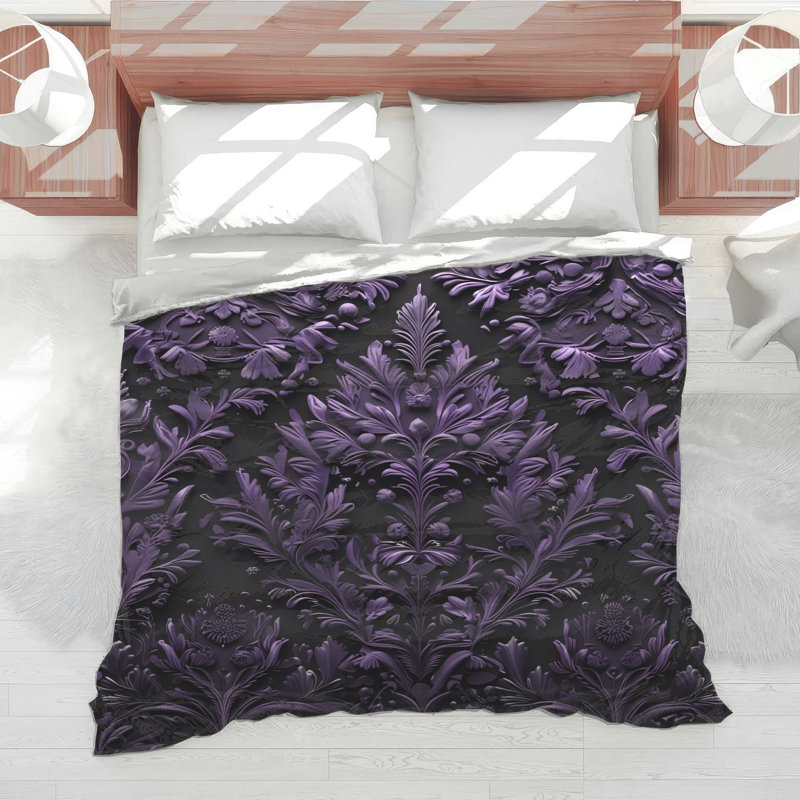 Édredon mauve à motif floral, Twin