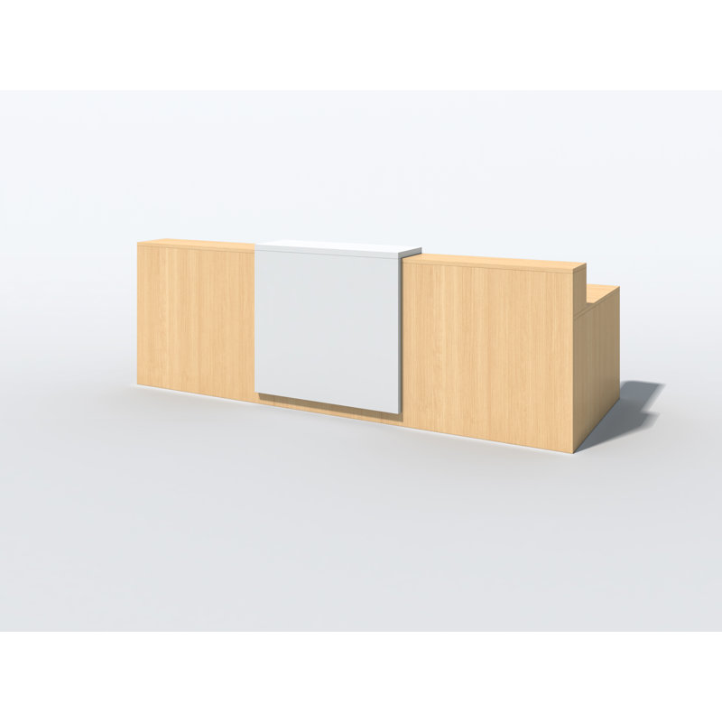 2 Person Rectangle Synthetic Laminate Reception Desk, Fushion Maple