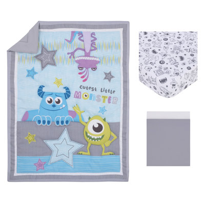 NoJo Disney Monsters, Inc. Cutest Little Monster Turquoise, 3pc Crib Bedding Set