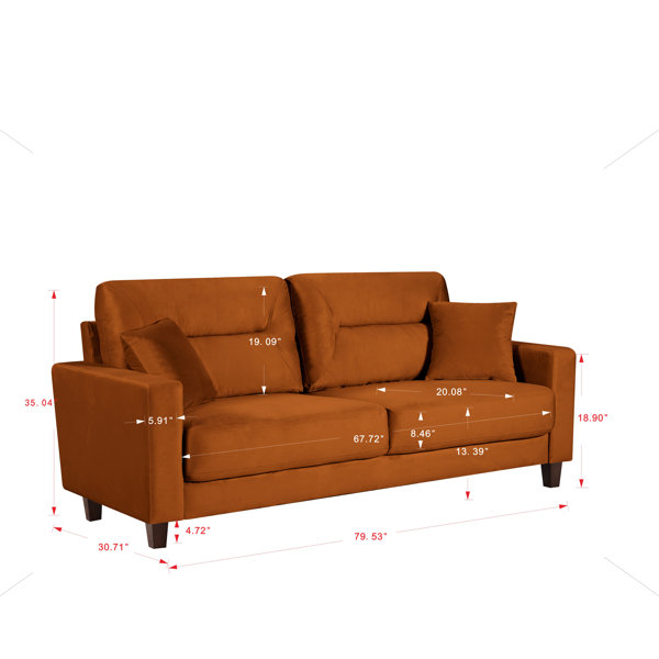 Ebern Designs Eriq Velvet Upholstered And Pillow Tufted Sofa With ...