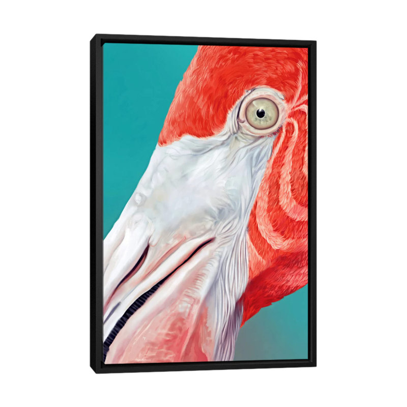 «Flamingo», impression sur toile, H 26 po x l 18 po x P 1,5 po, Toile avec cadre flottant noir, Pas de tapis