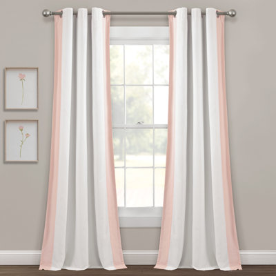 Lush Decor Block Border Blackout Single Curtain Panel