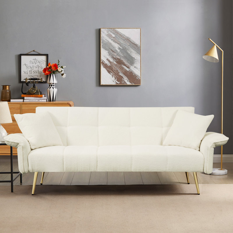 Futon-lit 70,1 po, canapé-lit double convertible, Beige
